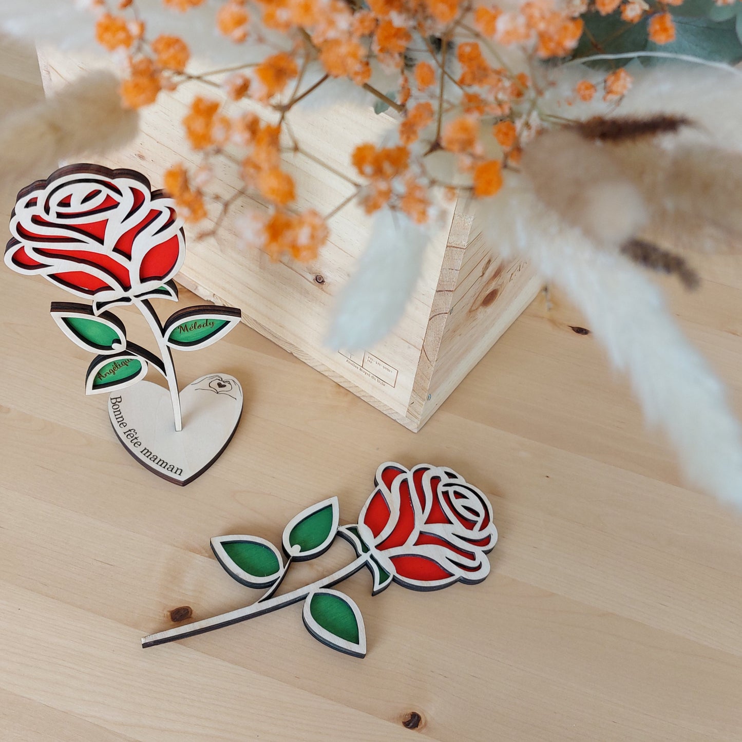 Rose éternelle bois personnalisée